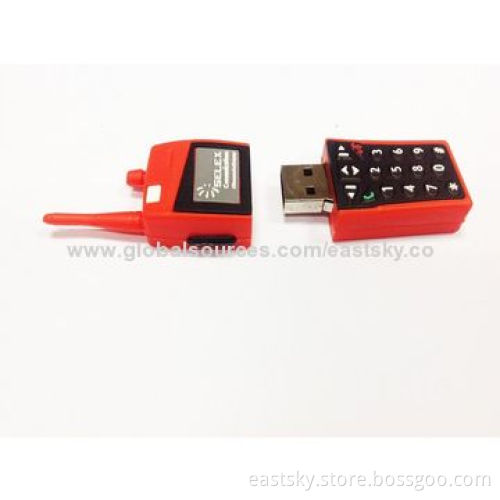 Custom interphone-shaped USB drive, made of soft PVC material, OEM orders welcome
